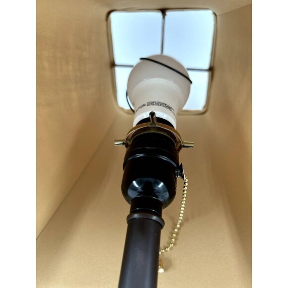 Elephant Lamp Brown Color Resin tan burlap lamp shade chain pull on/off switch - Picture 10 of 10